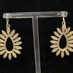 Flower petals and rhinestone dangle earrings matte golds tone Gold Photo 3