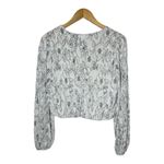 ASTR the Label Plisse Floral Crinkle Wrap V Neck Balloon Sleeve Blouse Size M Photo 2