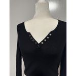 Streetwear Society Black Ribbed Knit Long Sleeve Top Silver Grommet Detail L Photo 1