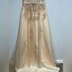 Custom Made Tulle Floral Lace Applique Cap Sleeve Blush Gown Size 6 Pink Photo 2