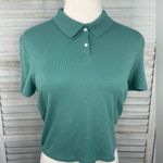 American Eagle  OUTFITTERS Women's Cropped Polo Shirt Green-Large Photo 0