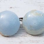 Vintage Clip On Earrings 5/8" Light Blue Photo 0