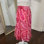 Avenue Fairy Floral Flower Pink 100% Silk Midi Flowy Skirt Plus Size 16 XL Photo 5