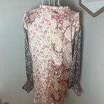 1.4.3. Story by Line Up Patchwork Vintage Style Floral Paisley Long Sleeve Ruffle Neck Satin Blouse Sz S Photo 4