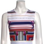 Clover Canyon NWT Art Deco Striped Sleeveless Cropped Scuba Tank Red Blue Size S Photo 0
