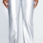 Naked Wardrobe Naked‎ Wardrobe Faux Leather Croc Straight Leg Pants Silver L Photo 0