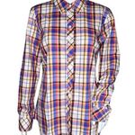 Talbots Shirt Women Small Blue White Red Plaid Button Up Career Casual Versatile Photo 0