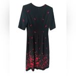 Vtg Escada black short sleeved A line dress black w: red floral embroidery 36 Photo 1