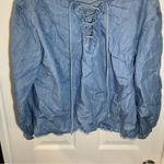 True Craft  Blue Chambray Lace Up Neck Blouse size 0X Photo 4