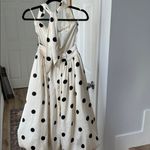 Retro Polka Dot Bubble Midi Dress Convertible Straps in Cream Black Size S White Photo 7