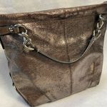Coach Metallic Pewter Brooke slouchy hobo handbag chunky silver hardware Photo 9