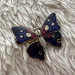 Vintage rainbow glitter butterfly pin, butterfly brooch, purple butterfly pin Silver Photo 3
