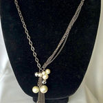 EXPRESS Multi-Textured Paperclip Chain Necklace with Faux Pearls and Disco Balls Photo 0