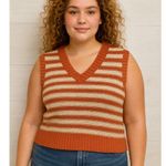Arizona Jeans Arizona Jean Co Striped Knit Sweater Vest V Neck Cropped Pullover Women’s XXL Photo 0