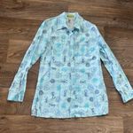 Sigrid Olsen  100% Linen Button Up Shirt – Blue Seahorse Coastal Print – Small Photo 0