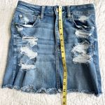 American Eagle Boho Distressed Denim Mini Skirt Size 6 Raw Hem Festival Stretch Photo 11