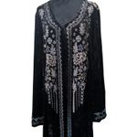 Andree by Unit Andrée by UNIT Velvet Duster Kimono 2X Embroidered Boho Witchy Whimsigoth Black Photo 2