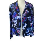 Belle Sky Belle & Sky women's size small blue black long sleeve zip up bomber jacket Photo 1