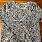 Lucky Brand Women's Moto Fringe Sweater Jacket w/ Pockets Size Small Blue White Photo 7