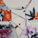 ODDY white crepe floral tunic size large Photo 2