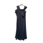 Tadashi Shoji Vesta Sequin Off-Shoulder Evening Gown Navy Formal Dress Size 16 Photo 7