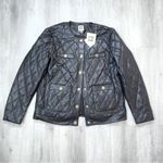 Anne Klein Black Quilted Leather Jacket S Photo 1