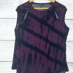 Rock & Republic Purple & Black Sleeveless Sheer Back Cut Out Top Size XL Photo 0