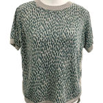 Garnet Hill 100% Linen Knit Animal Print Short Sleeve Top Blouse size Small Photo 0