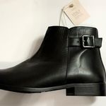 NWT Anna Lenci Black Leather Ankle Bootie Buckle Zipper Sleek Old Money Luxury Size 6 Photo 3
