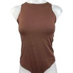 Reoria Women's Brown Sleeveless Crew Neck High Cut Leg One Piece Bodysuit Size M Size M Photo 0