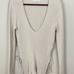 Bec & Bridge  Cream Cotton-Cashmere Lace‎ Up Scoop Neck Ribbed Sweater Top Size 6 Photo 0