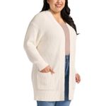 Max & Mia NWT Women's Open Front Long Sleeve Cardigan Sweater Ivory M Photo 4