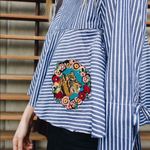 ZARA  Striped Embroidered Tiger Top Photo 3