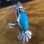 Natural Sleeping Beauty Turquoise Sterling Silver Arrow Ring Size 6 Blue Photo 6