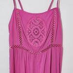 RusstyDussty Boho Pink Wide Leg Jumpsuit NWT Size XL Pink Crochet Jumpsuit Photo 3