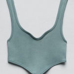 ZARA Sleek Teal Ribbed Crop Top Photo 0