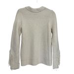 NWT G by Giuliana Black Label Boho Fringe Sleeve Polo Sweater in Ivory Photo 1