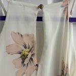 Auditions White Pink Floral Swing Dress with Pom Pom Detail Size S Photo 6