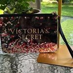 Victoria's Secret NWOT Black Red Silver Sequin Clutch Wristlet Photo 0