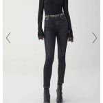 AGOLDE  Roxanne Super High Rise Skinny Jeans Studded Highway Black Denim‎ Size 29 Photo 2