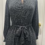A New Day Black and Gray Long Sleeve Tie Front Dress Photo 2