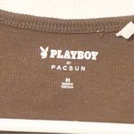Playboy  Size Medium Chocolate Brown Ribbed Cropped Tank Top Heart Graphic Photo 2