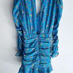 For Love & Lemons Bahama Mini Floral Dress Blue Long Sleeve Sz Large Photo 4