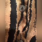 Ashley Stewart Satin Gold & Black Tiger Animal Print Button Down Blouse Sz 20. Photo 3