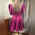 Black Halo  Bambi Mini Dress Puff Sleeve Skirt Pockets Berry Plum Sz 12 NWT $415 Photo 3