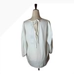Karl Lagerfeld Shirt Women Medium White Satin Silky Tie Back Blouse NWT Preppy Photo 5
