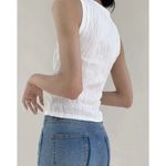 NWT Commense Wavy Textured White Tank Top SZ S Dressy Preppy Minimalist Photo 6