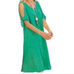 Soft Surroundings  Green Destin Gauze Cold Shoulder Midi Dress Size S Photo 1