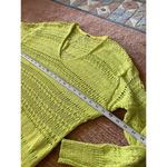 Free People Neon Green Open Knit Sweater XS Long Sleeve V Neck Cotton Blend Photo 5