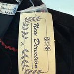 Vintage 90s New Black Velveteen Vest with Colorful Angel Embroidery Christmas Red Size M Photo 9